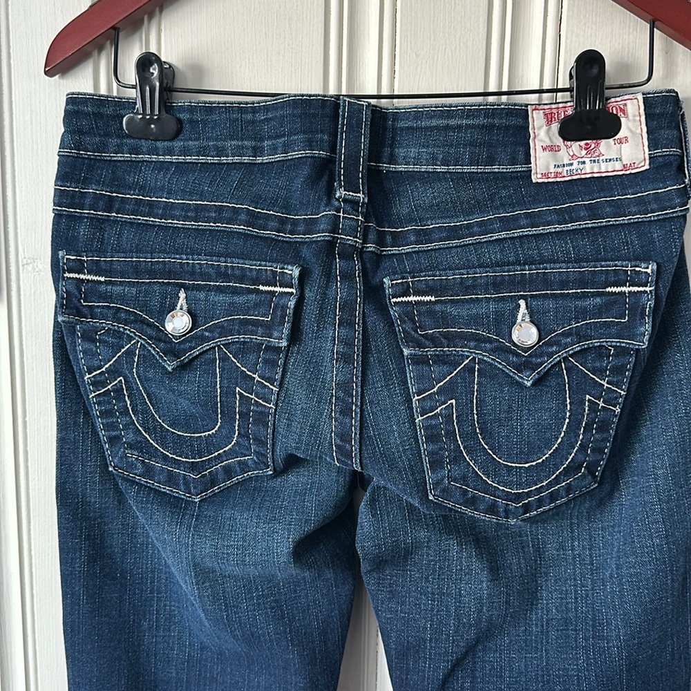 True Religion Becky Blue Jeans Size 28 with Swarovski Buttons New! - Picture 1 of 10